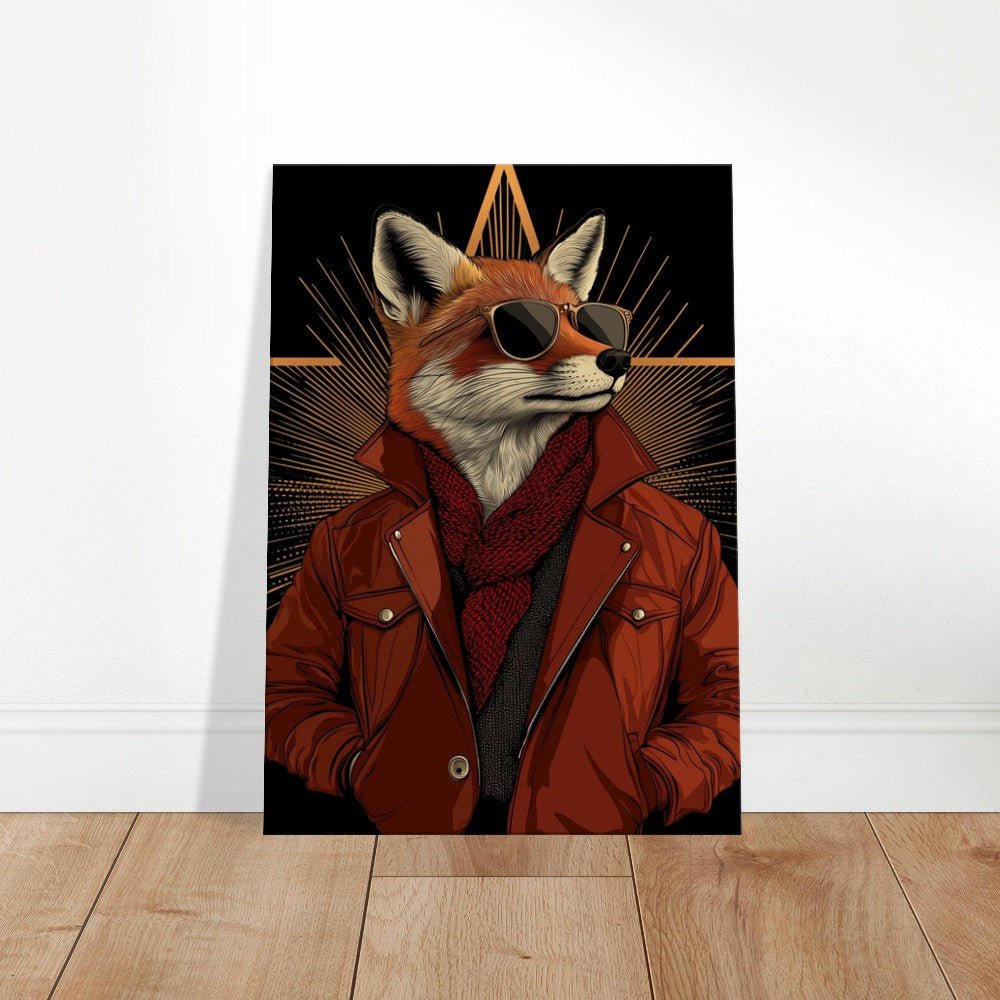 Chic Fox in Leather Jacket Canvas Print - ROMAG Store
