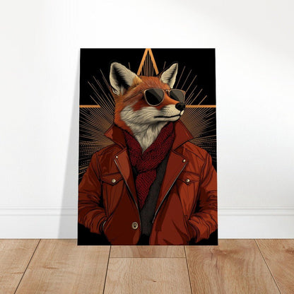 Chic Fox in Leather Jacket Canvas Print - ROMAG Store