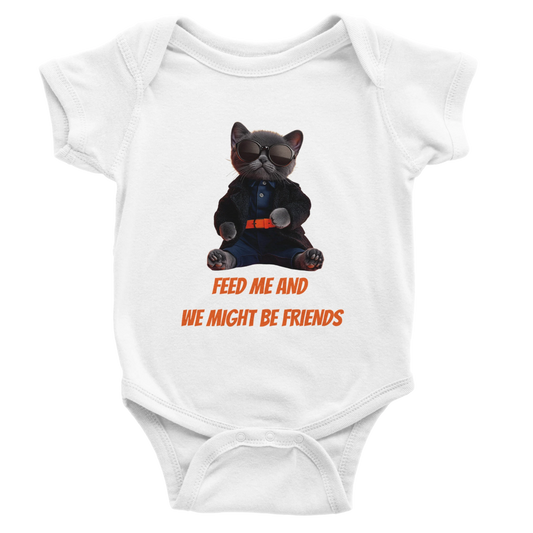 "Feed Me" Cat Baby Short Sleeve Bodysuit - ROMAG Store