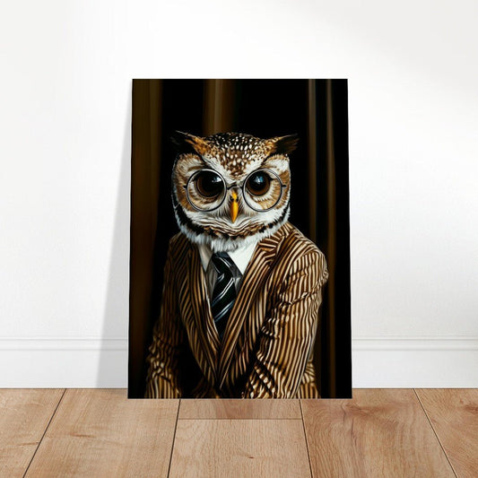 Owl in Pinstripe Suit Canvas - ROMAG Store
