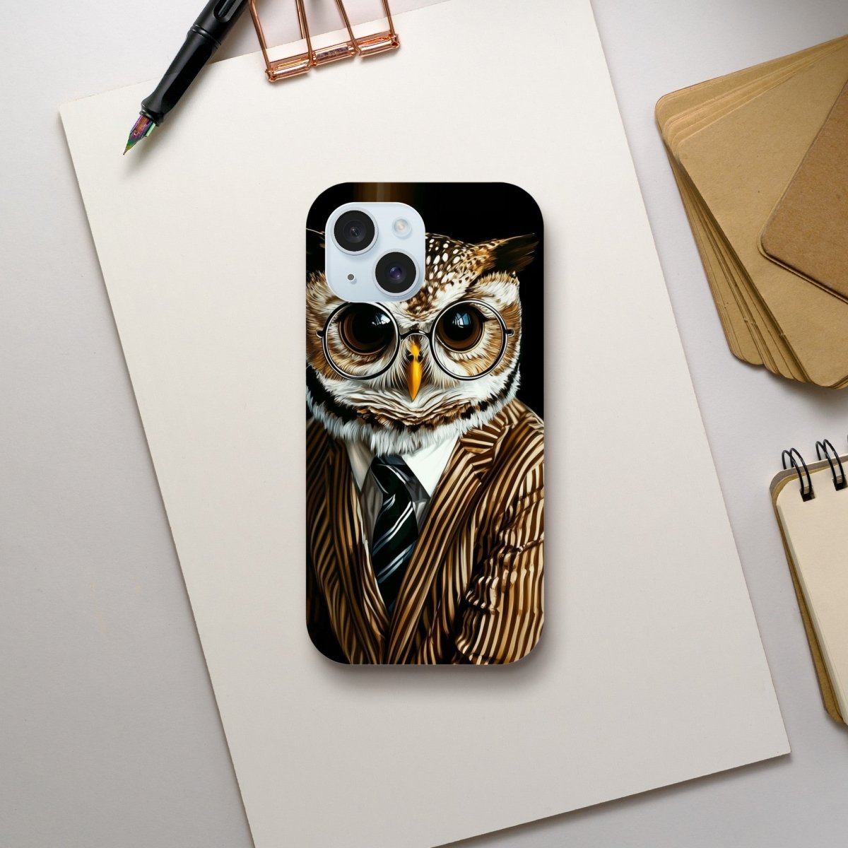 Sophisticated Owl in Pinstripes iPhone Tough Case - ROMAG Store