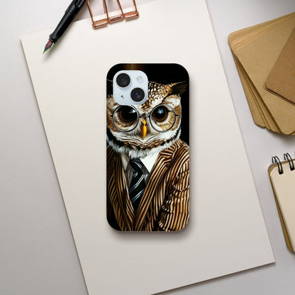 Sophisticated Owl in Pinstripes iPhone Tough Case - ROMAG Store