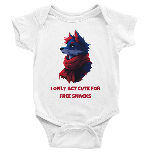'Free Snacks' Fox Baby Short Sleeve Bodysuit - ROMAG Store