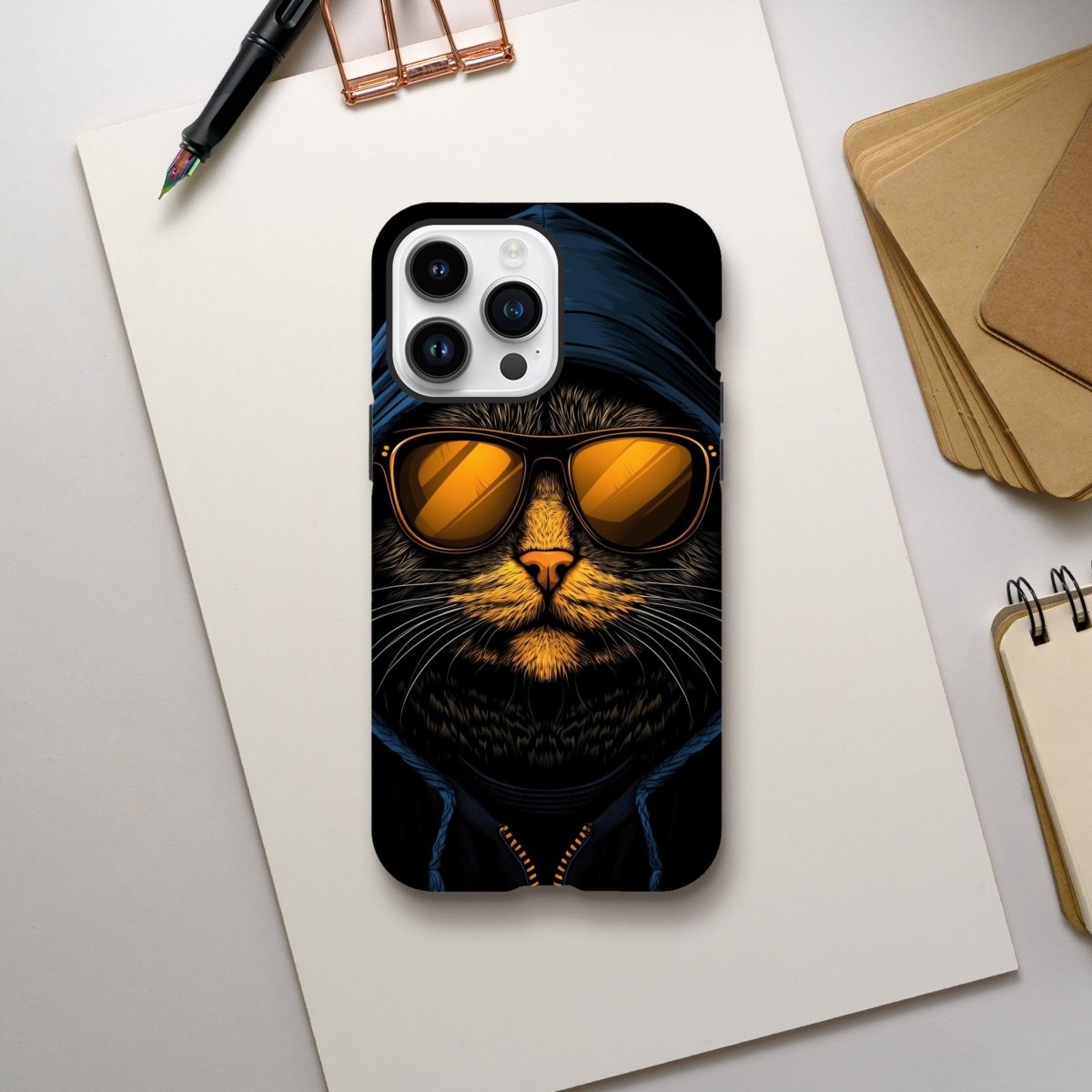 Cool Cat in Hoodie iPhone Tough Case - ROMAG Store