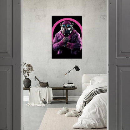 Urban Hippo in Pink Canvas Art - ROMAG Store