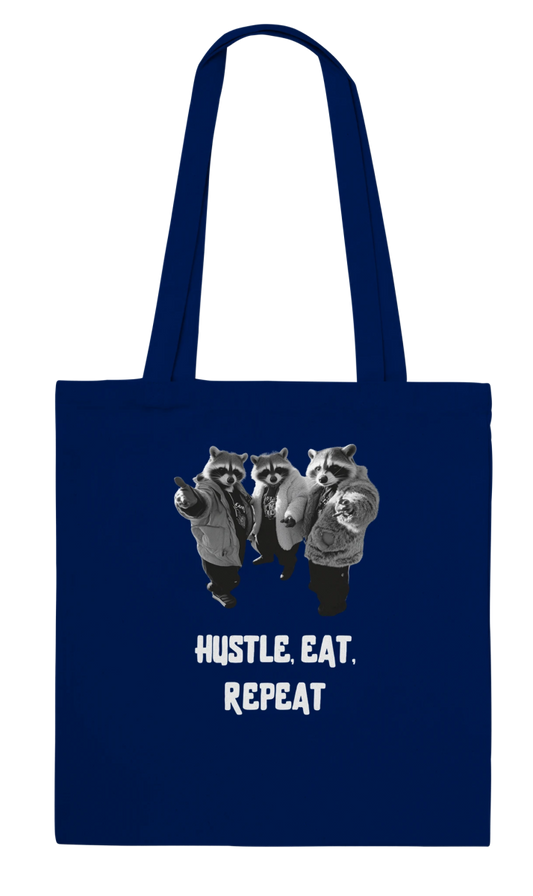 Hustle, Eat, Repeat - Raccoon Crew Tote Bag - ROMAG Store