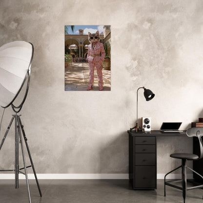 Luxury Cat in Pink Suit Canvas - ROMAG Store
