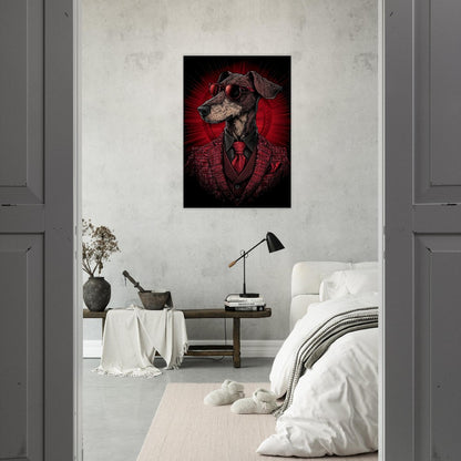 Red Suit Dapper Dog Canvas Wall Art - ROMAG Store