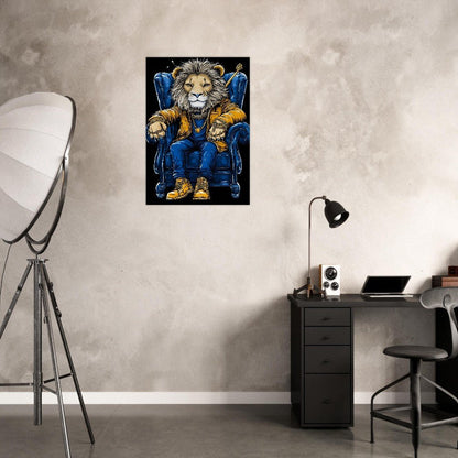 Royal Lion in Blue & Gold Canvas Art - ROMAG Store