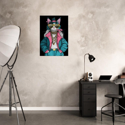 Cool Cat in Teal & Pink Canvas Art - ROMAG Store