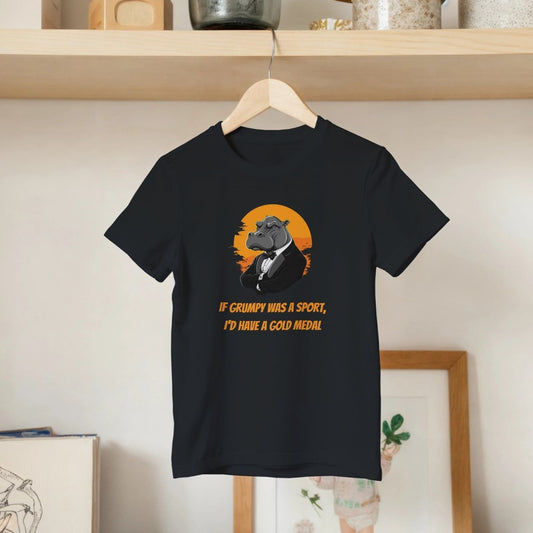 Grumpy Hippo in Tuxedo Kids T-Shirt - ROMAG Store
