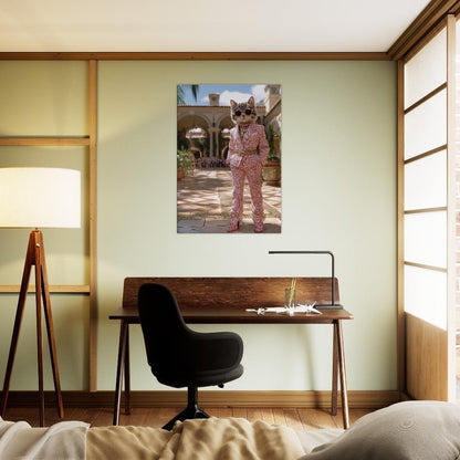 Luxury Cat in Pink Suit Canvas - ROMAG Store