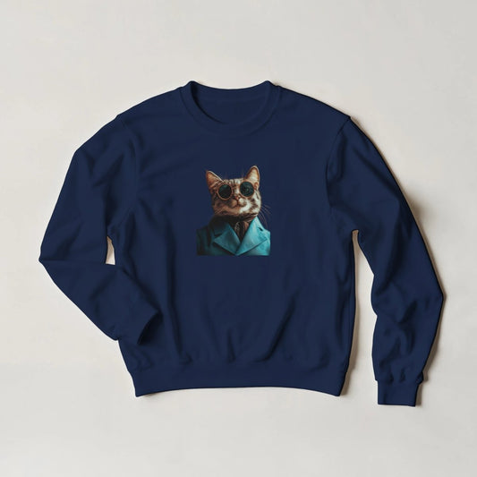 Sophisticated Cat Sweatshirt – Urban Streetwear Style in Your Choice of Six Bold Hues - ROMAG Store
