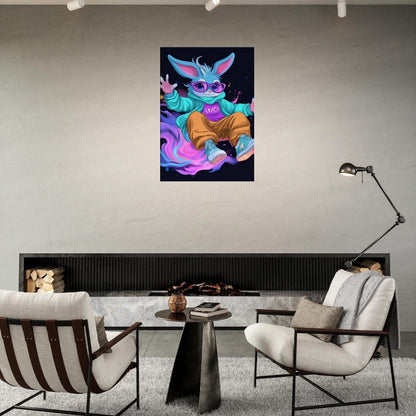 Neon Bunny Canvas Wall Art - ROMAG Store