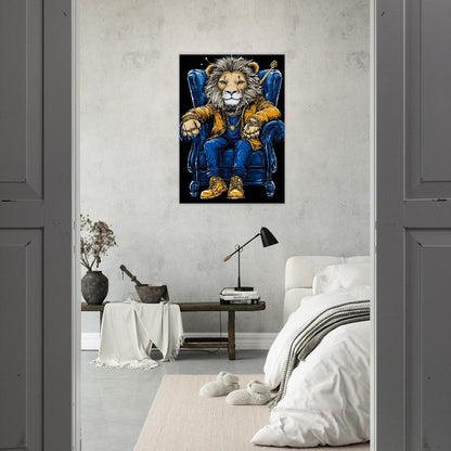 Royal Lion in Blue & Gold Canvas Art - ROMAG Store