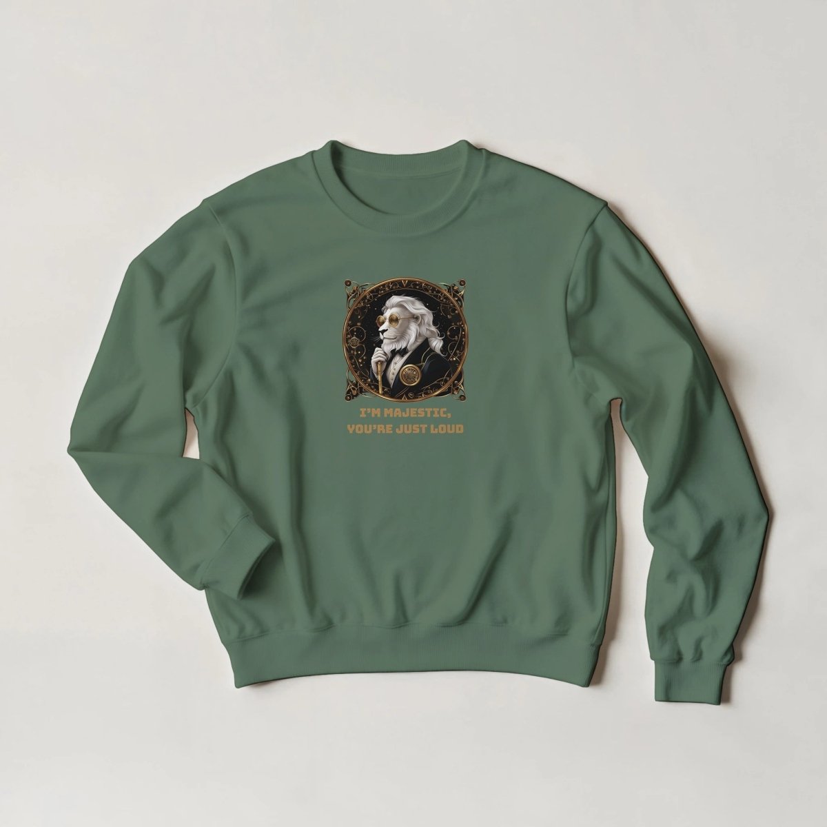 Majestic Lion Sweatshirt – Steampunk Elegance Streetwear in 6 Hues - ROMAG Store