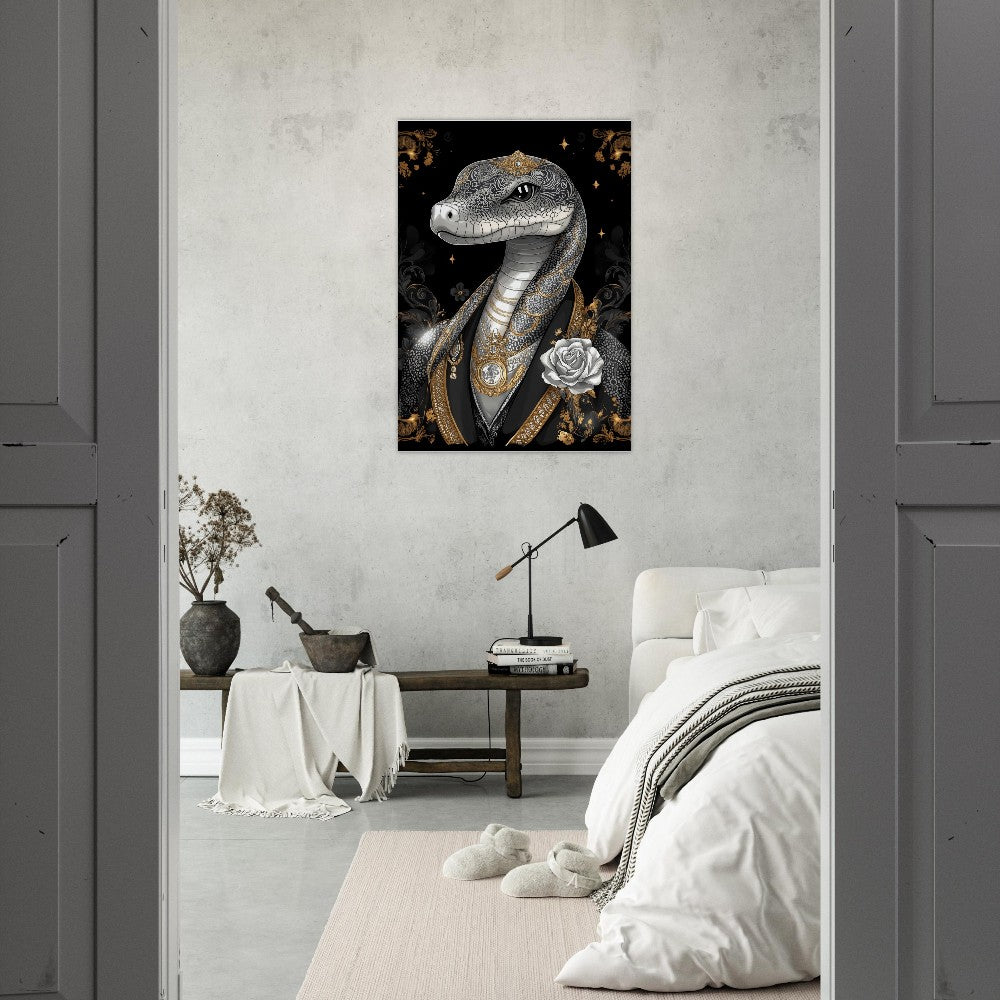 Regal Snake in Black & Gold Suit Canvas - ROMAG Store