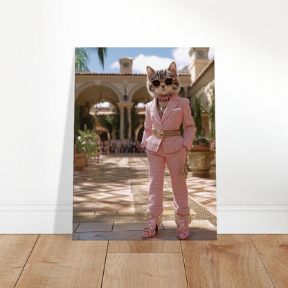 Luxury Cat in Pink Suit Canvas - ROMAG Store