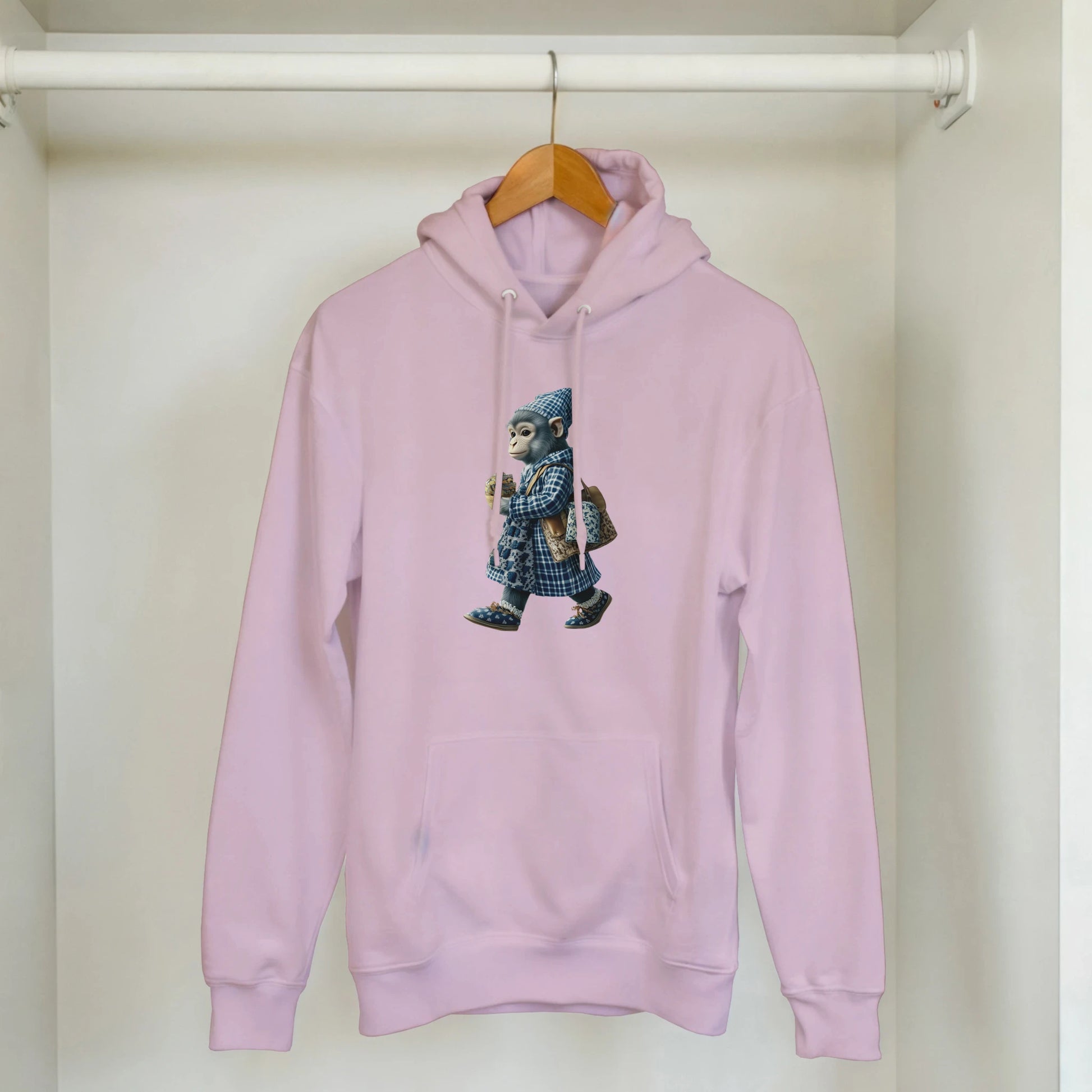 Chic Plaid Monkey Hoodie - ROMAG Store