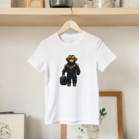 Golden Glam Monkey Kids Tee - ROMAG Store