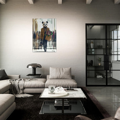 Chic Panda in Plaid Suit Canvas - ROMAG Store