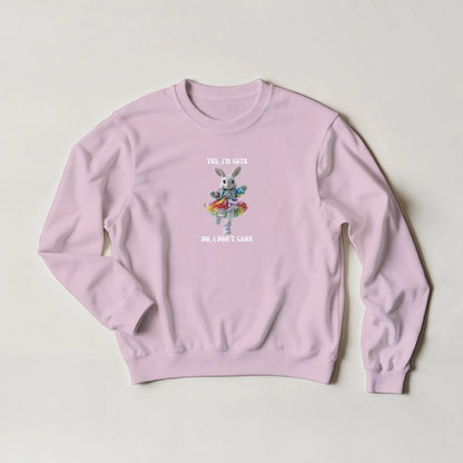 Rainbow Rabbit Sweatshirt – 'Yes, I'm Cute, No, I Don't Care' Streetwear Graphic - ROMAG Store