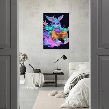 Neon Bunny Canvas Wall Art - ROMAG Store