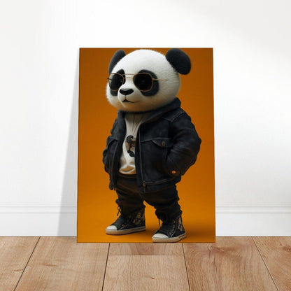 Cool Panda in Leather Jacket Canvas - ROMAG Store