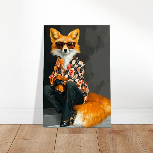 Chic Fox in Floral Shirt Canvas Art - ROMAG Store