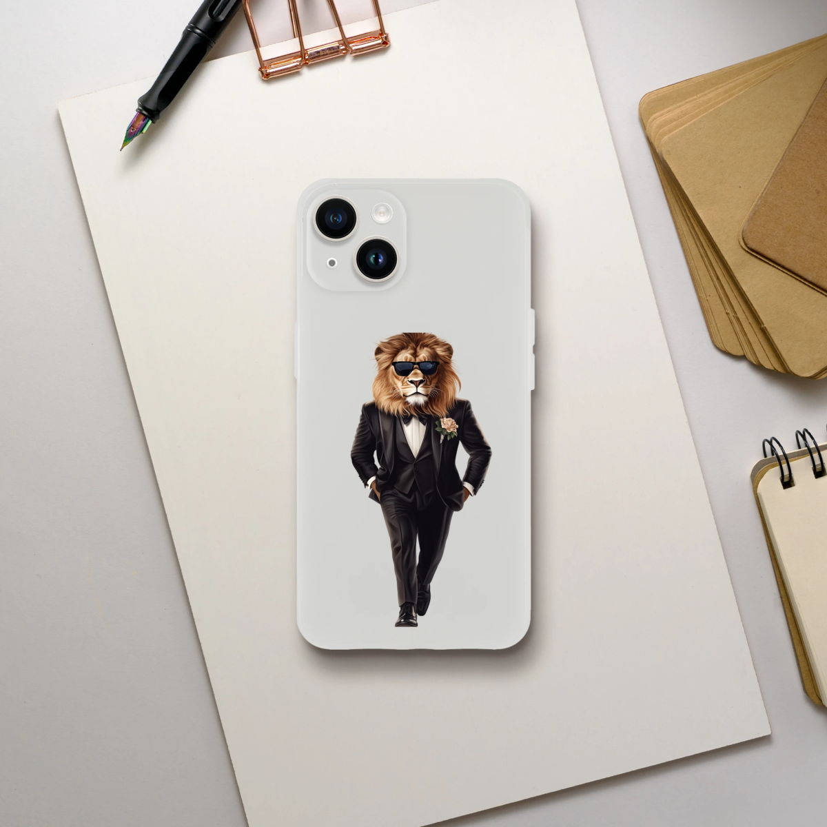 Dapper Lion in Tuxedo iPhone Flexi Case - ROMAG Store