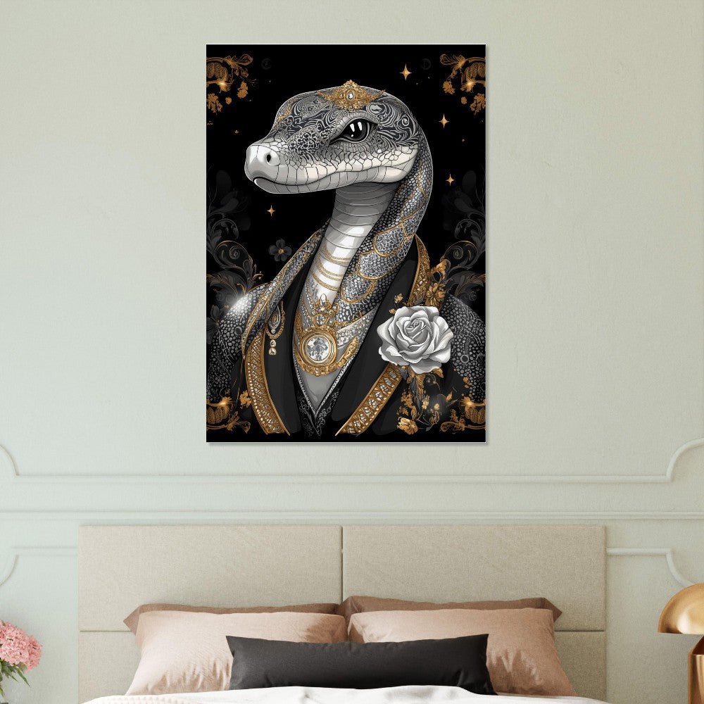 Regal Snake in Black & Gold Suit Canvas - ROMAG Store