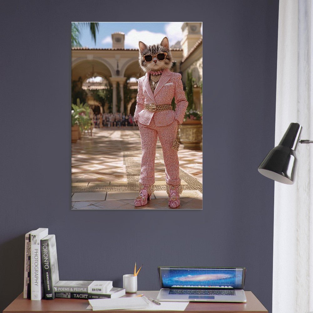 Luxury Cat in Pink Suit Canvas - ROMAG Store