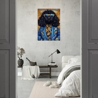 Dapper Dog in Blue Floral Suit Canvas Art - ROMAG Store