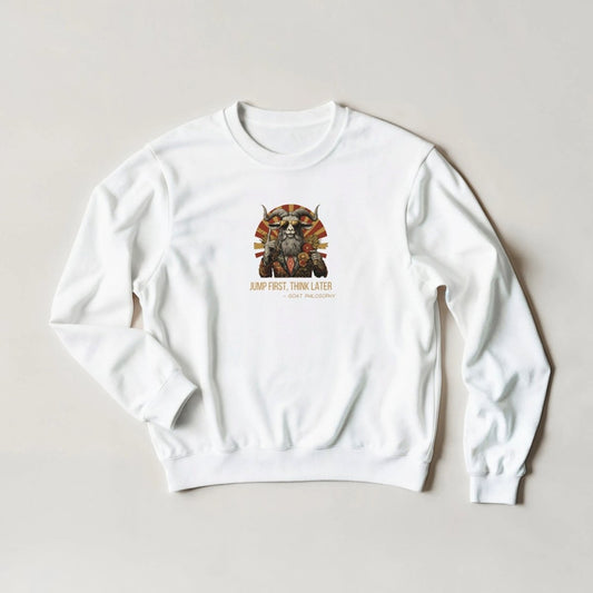GOAT Philosophy Sweatshirt – Bold Streetwear Graphic with Gold - Tone Shades - ROMAG Store