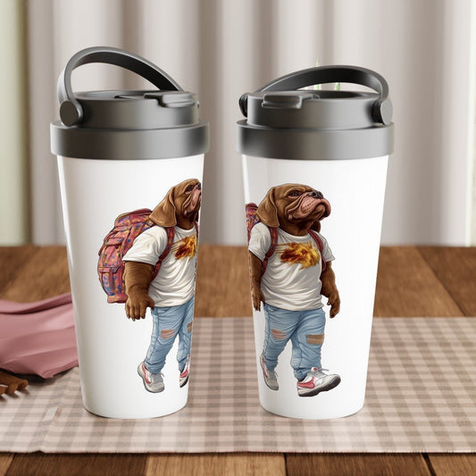Chic Bulldog in Ripped Jeans Travel Mug - ROMAG Store