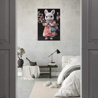 Chic Bunny in Kimono Canvas Art - ROMAG Store