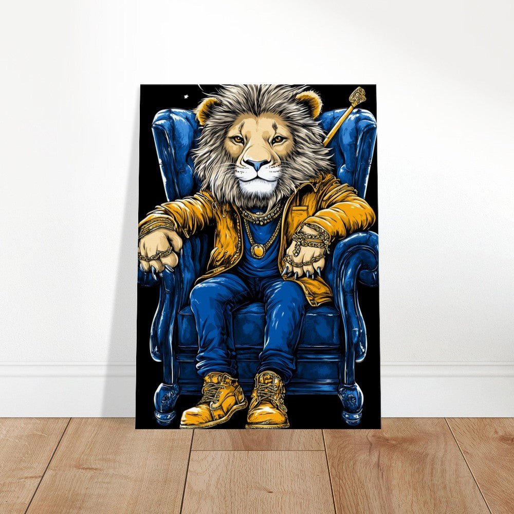 Royal Lion in Blue & Gold Canvas Art - ROMAG Store