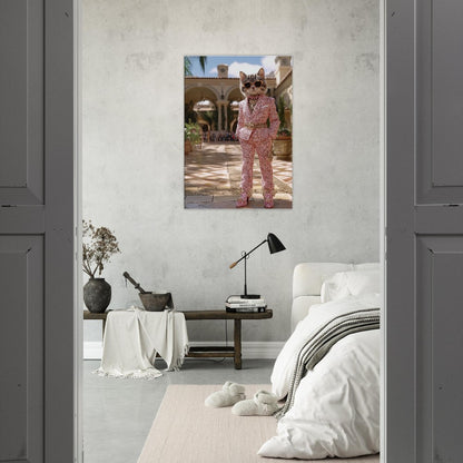 Luxury Cat in Pink Suit Canvas - ROMAG Store