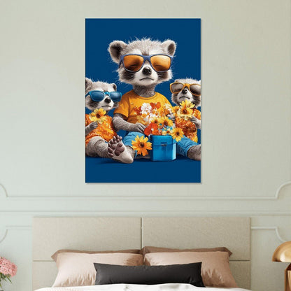 Cool Raccoon Family Canvas Art - ROMAG Store