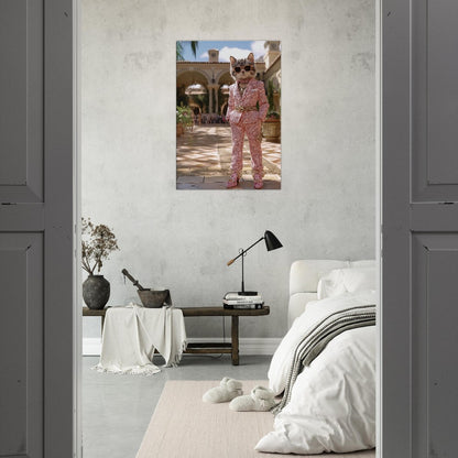Luxury Cat in Pink Suit Canvas - ROMAG Store