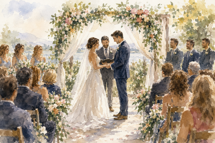 Wedding memory transformed into watercolor canvas art