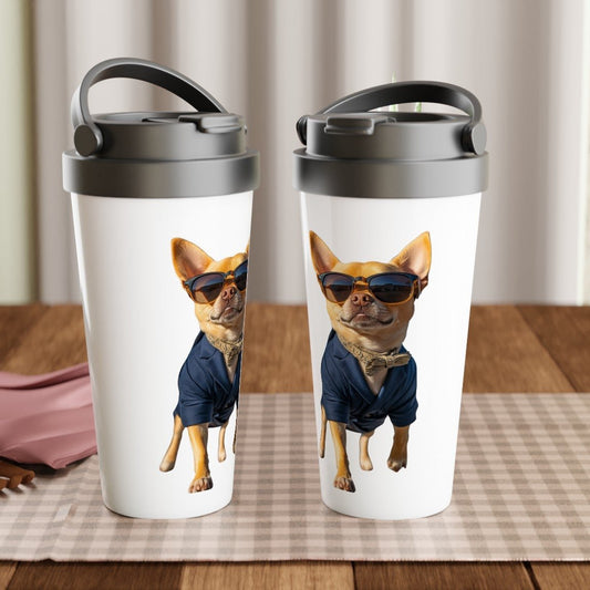 Dapper Chihuahua Stainless Steel Travel Mug - ROMAG Store