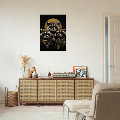 Luxury Raccoon Gang Canvas Art - ROMAG Store