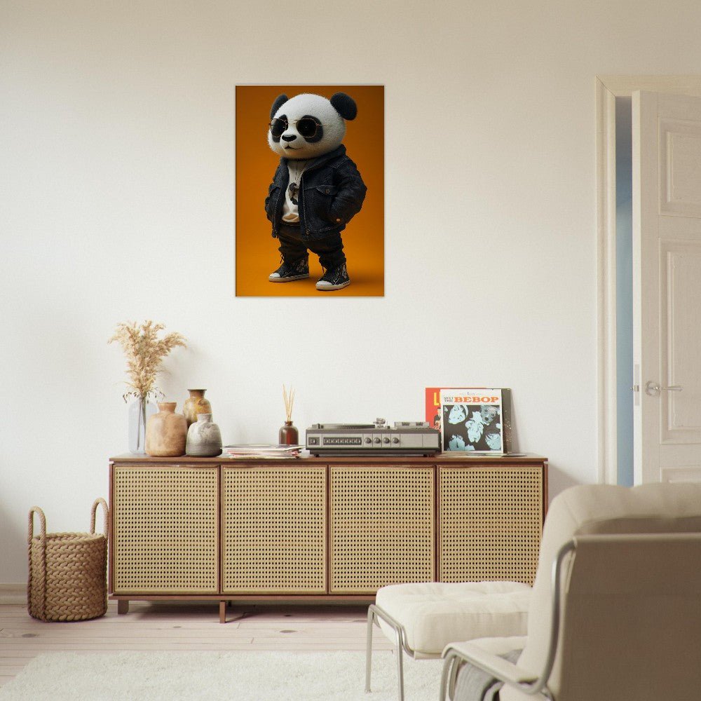 Cool Panda in Leather Jacket Canvas - ROMAG Store