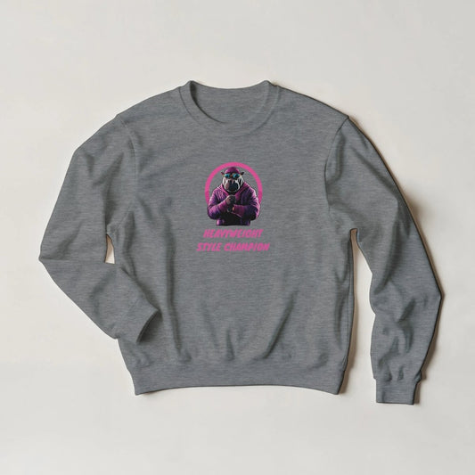 Heavyweight Style Champion Hippo Sweatshirt – Bold Streetwear Graphic in Your Choice of Hues - ROMAG Store