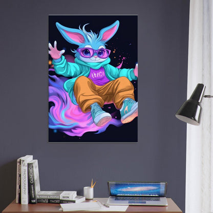 Neon Bunny Canvas Wall Art - ROMAG Store