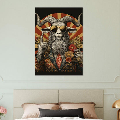 Hipster Goat Canvas Wall Art - ROMAG Store