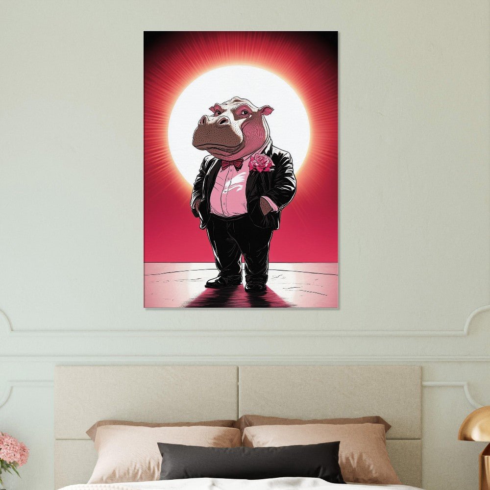 Dapper Hippo Canvas Art - ROMAG Store