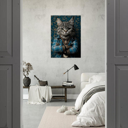 Sophisticated Cat in Plaid Canvas Art - ROMAG Store