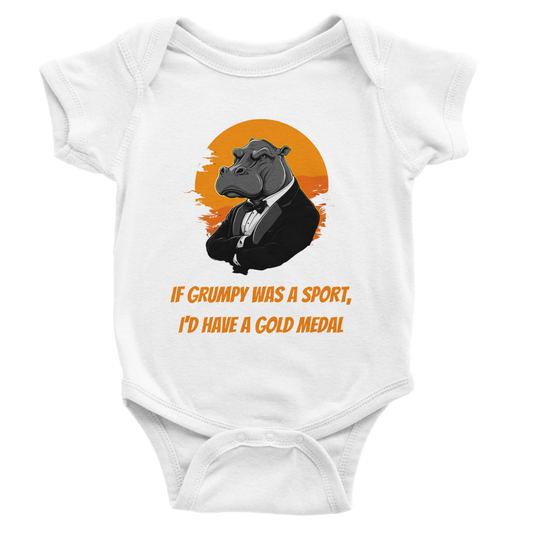 Grumpy Hippo Baby Short Sleeve Bodysuit - ROMAG Store